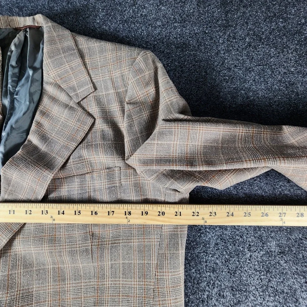 VTG 70s Hart Schaffner & Marx Mens Brown Plaid 2 Piece Suit 43R‎ Trousers 37x30